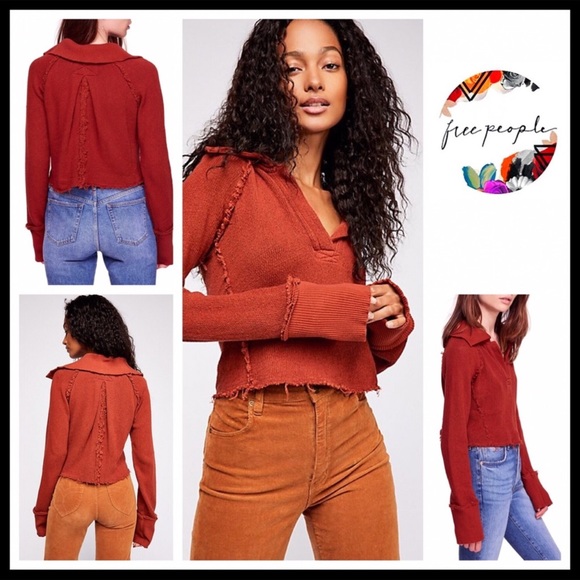 FREE PEOPLE SWEATER PULLOVER V-NEVK HENLEY A2C - Picture 8 of 8